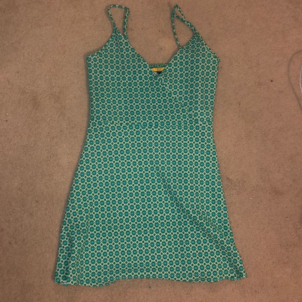 White and turquoise spaghetti strapped dress